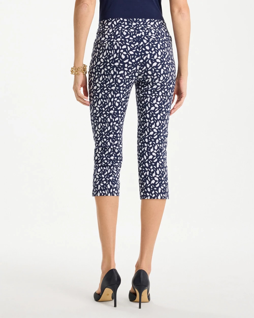 Chico's Discount Passport Blue Brigitte™ Slim Printed Pull-On Capri Pant
