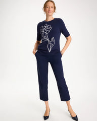 Chico's Outlet Passport Blue Relaxed Boyfriend Chino Crop Pants