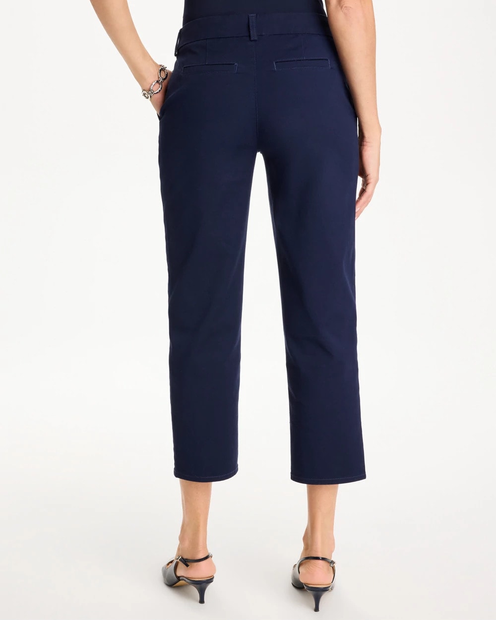 Chico's Outlet Passport Blue Relaxed Boyfriend Chino Crop Pants