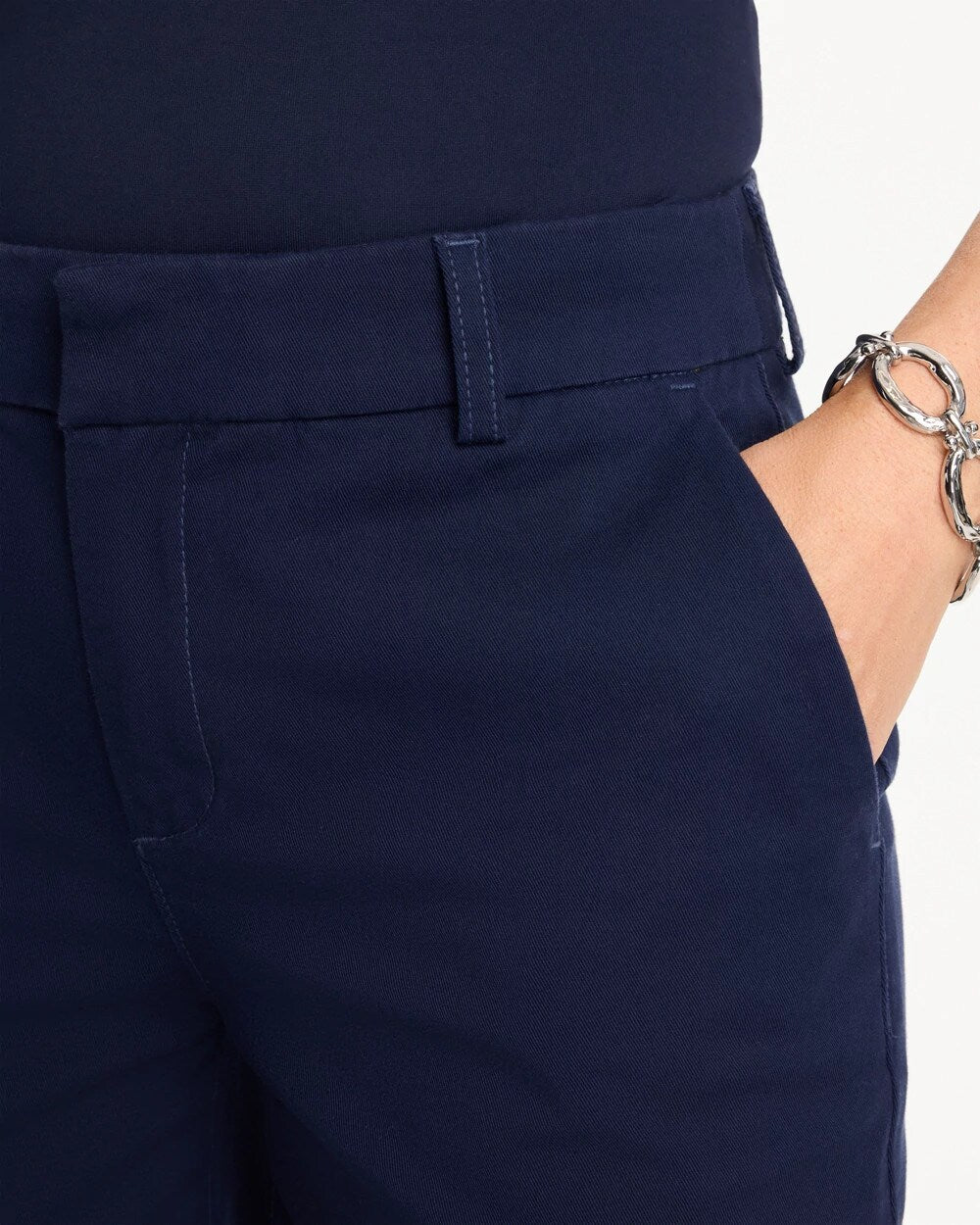 Chico's Outlet Passport Blue Relaxed Boyfriend Chino Crop Pants