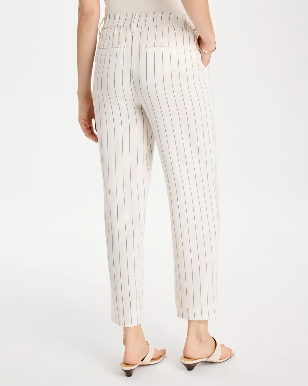 Chico's Online Ecru Striped Linen Wide-Leg Ankle Pants