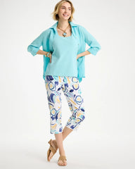Chico's Sale Passport Blue Brigitte™ Slim Handpainted Pull-On Capri