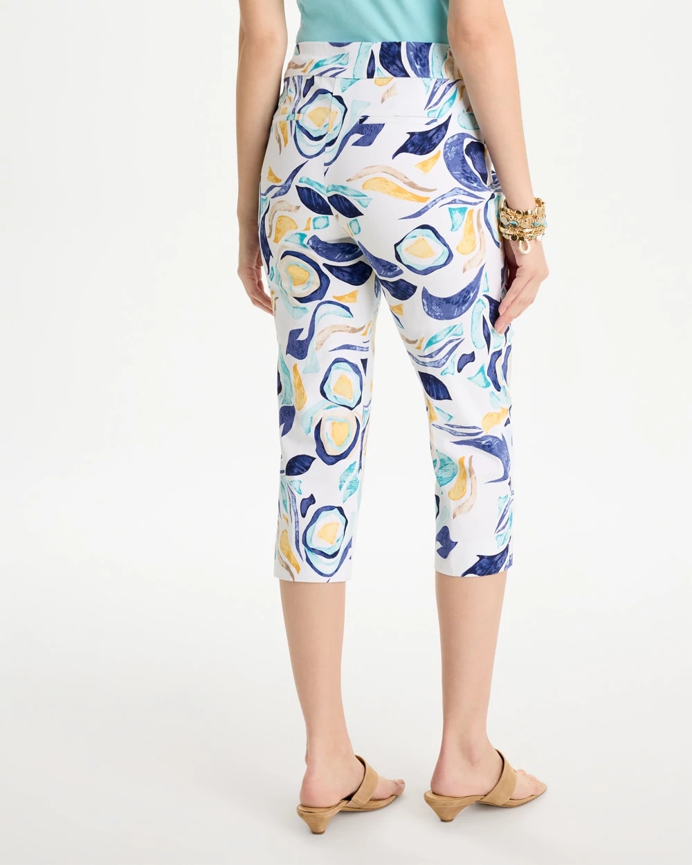 Chico's Sale Passport Blue Brigitte™ Slim Handpainted Pull-On Capri
