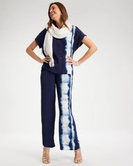 Chico's On Sale Passport Blue Faux Silk Tie-Dye Palazzo Pants