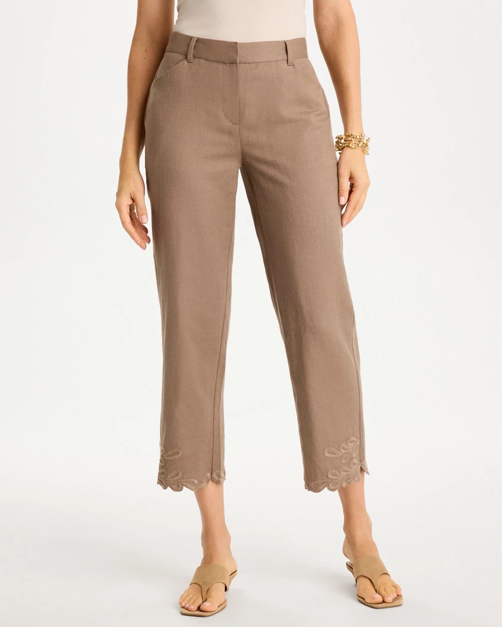 Chico's For Sale Topaz Smoke Linen Fly Front Pants
