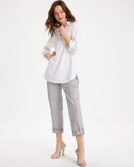 Chico's Online Titanium Poplin Cropped Roll Tab Pants