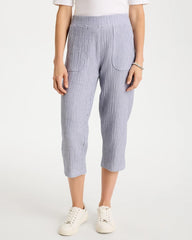 Chico's Discount Blue Zenergy® Striped Gauze Cropped Pants