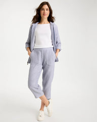Chico's Discount Blue Zenergy® Striped Gauze Cropped Pants