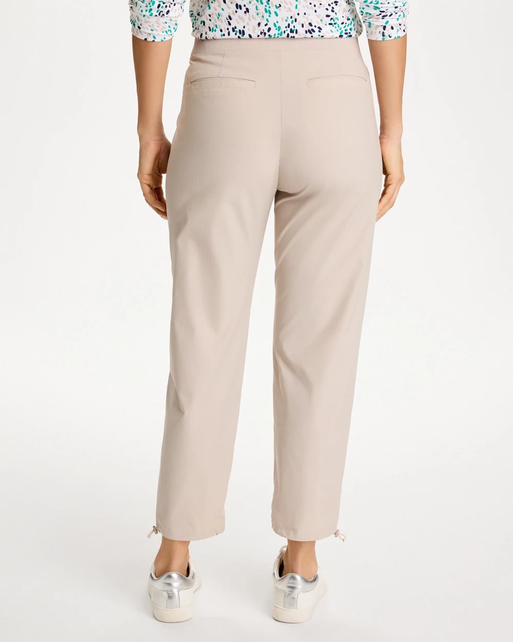 Chico's Sale Smokey Taupe Zenergy® Striped UPF Bungee Crop Pants