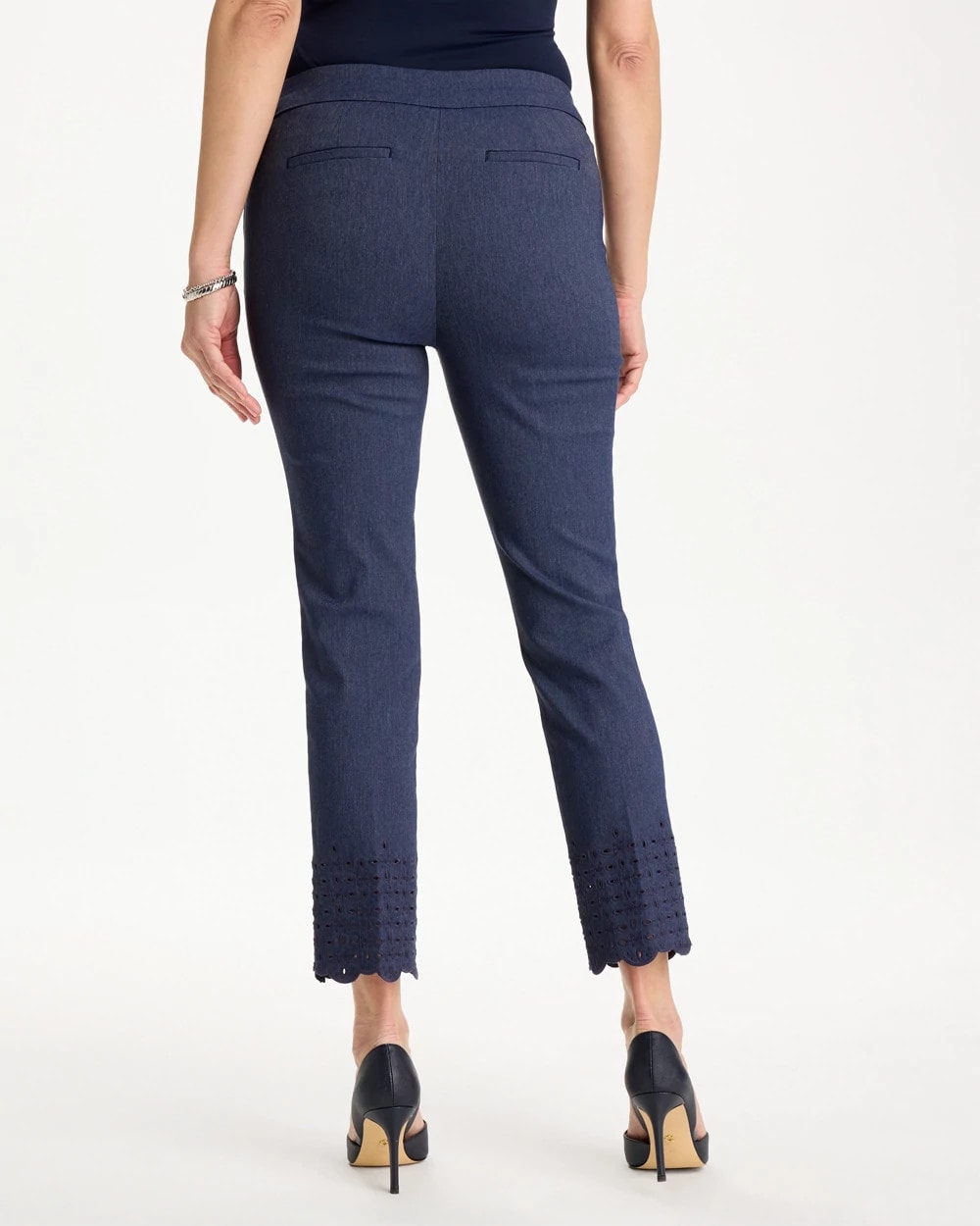 Chico's Discount Indigo Brigitte™ Slim Embroidered Pull-On Crop Pant