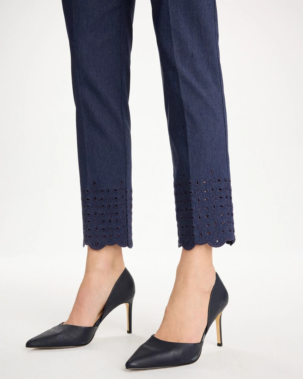 Chico's Discount Indigo Brigitte™ Slim Embroidered Pull-On Crop Pant