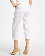 Chico's Outlet Alabaster Sandstone Striped Emme Sateen Straight Capri Pants