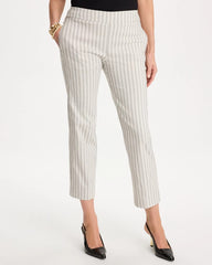 Chico's Discount Black Striped Straight Crop Pant