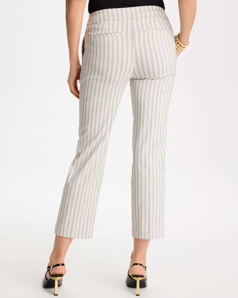 Chico's Discount Black Striped Straight Crop Pant