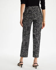 Chico's On Sale Black Emme Fly Front Straight Printed Crop Pants