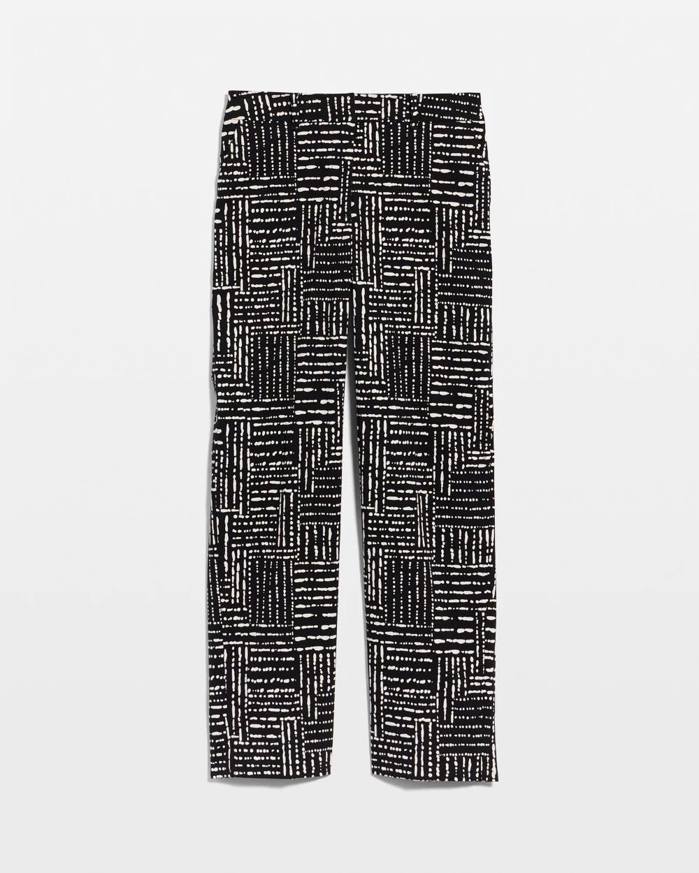 Chico's On Sale Black Emme Fly Front Straight Printed Crop Pants