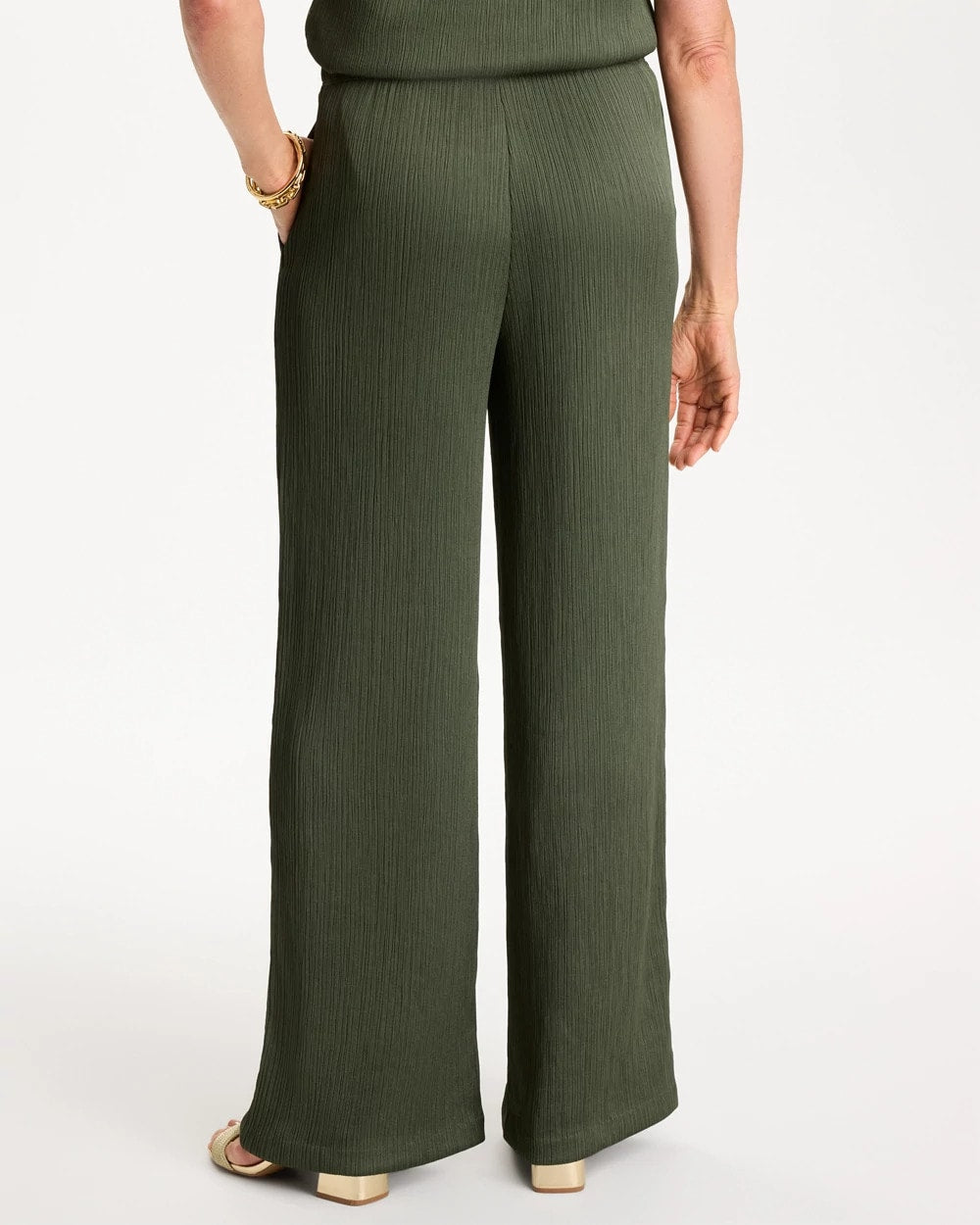 Chico's Sale Kelp Forest Petite Travelers™ Crinkle Textured Pants