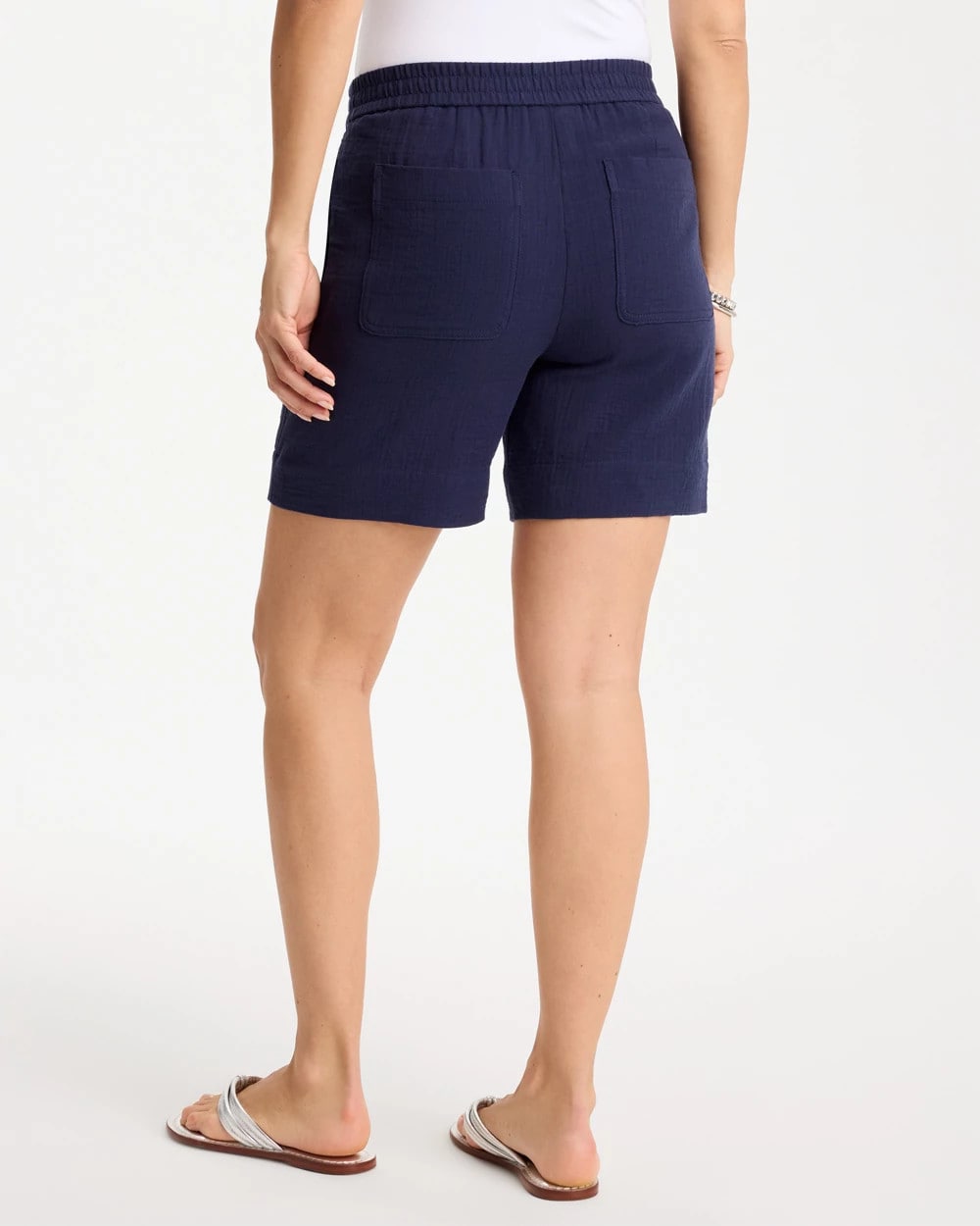 Chico's Outlet Passport Blue Gauze Cotton Shorts
