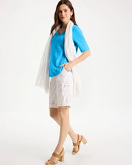 Chico's Online Alabaster Poplin Cotton Roll-Tab Shorts