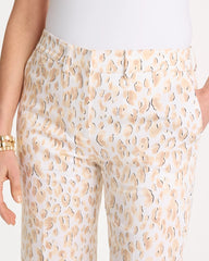Chico's Discount Mocha Mousse Animal Print Emme Sateen Straight Capri Pants