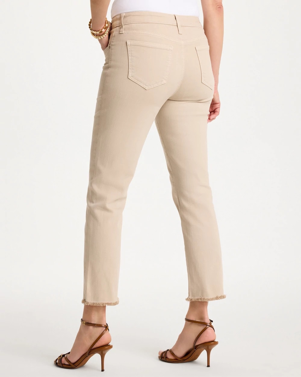 Chico's On Sale Smokey Taupe Girlfriend Slim Frayed Crop Jeans