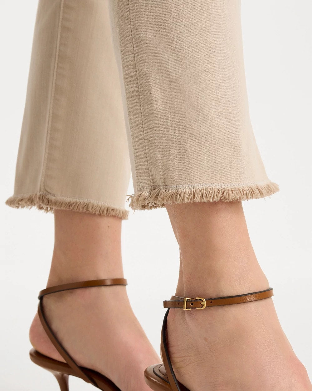 Chico's On Sale Smokey Taupe Girlfriend Slim Frayed Crop Jeans