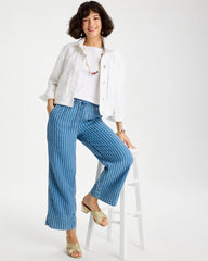 Chico's For Sale Blue Stripe Gauze Striped Wide Crop Jean
