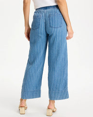 Chico's For Sale Blue Stripe Gauze Striped Wide Crop Jean