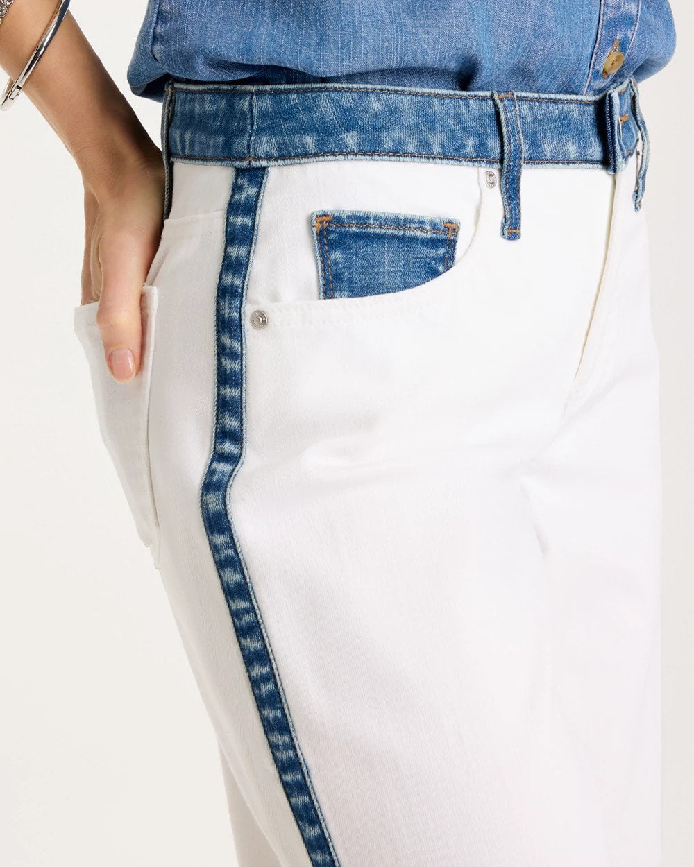 Chico's Online Alabaster Girlfriend Straight Colorblock Jeans