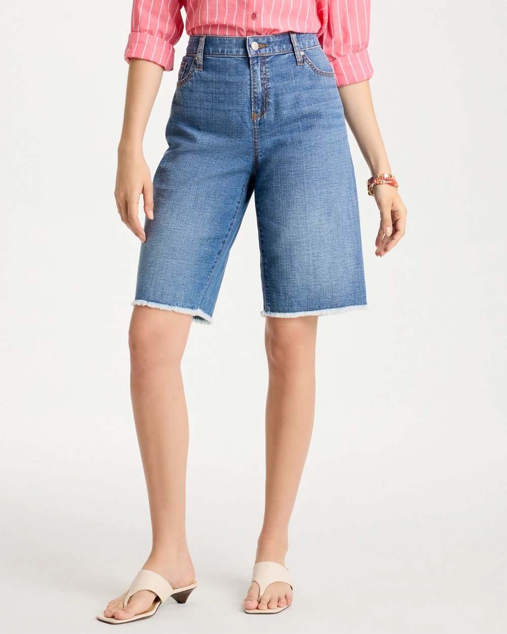 Chico's Sale Aquaria Indigo Boyfriend Frayed Jean Shorts