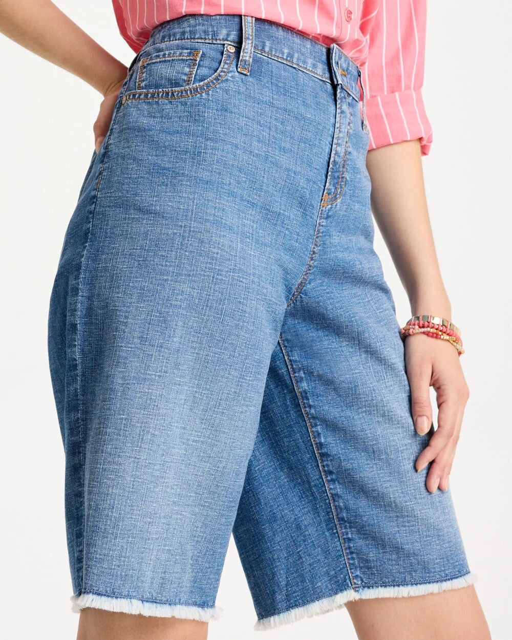 Chico's Sale Aquaria Indigo Boyfriend Frayed Jean Shorts