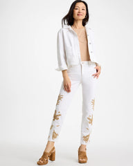 Chico's For Sale Alabaster Girlfriend Slim Raffia Palm Crop Jeans