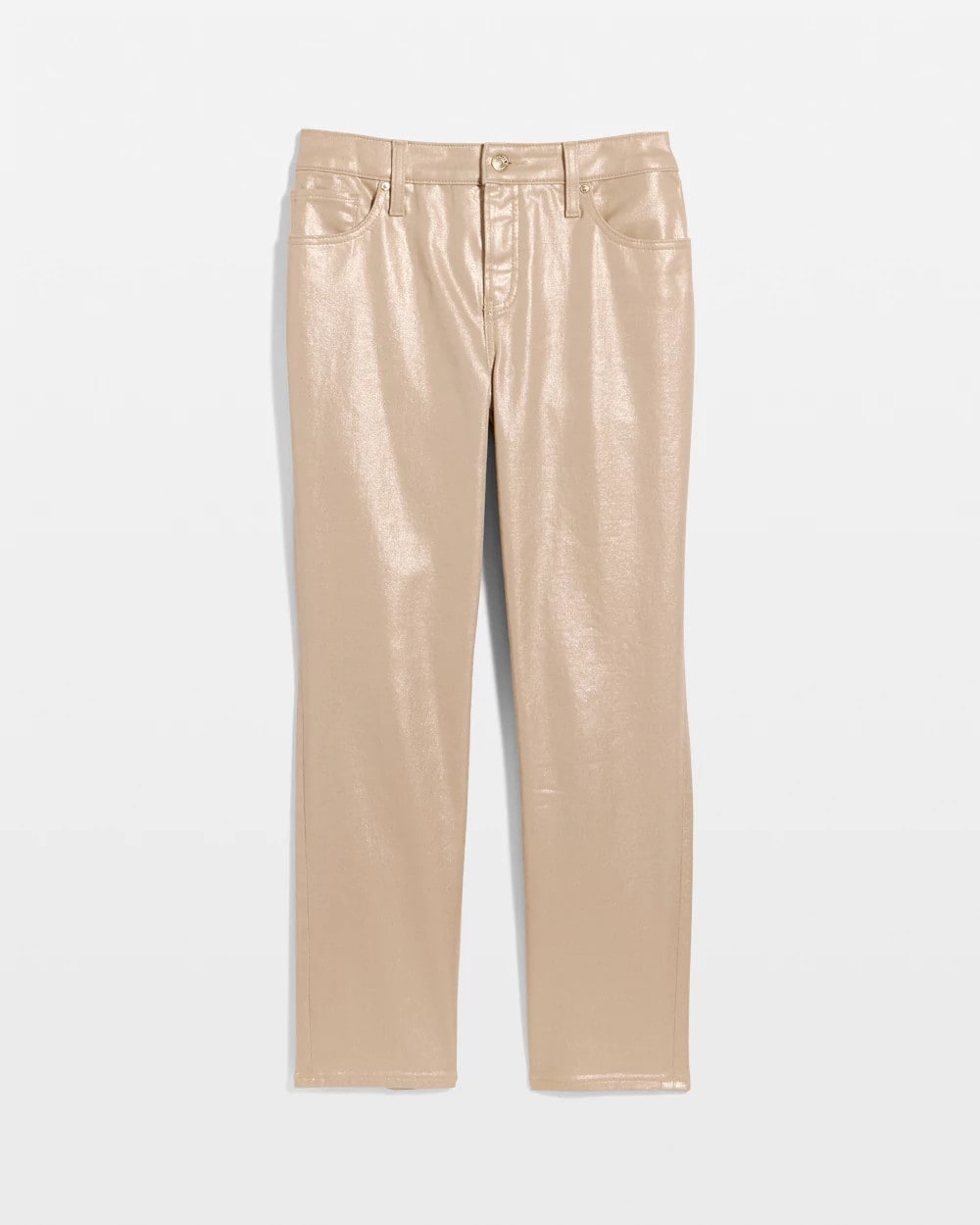 Chico's Online Gold Foil Coated Girlfriend Slim Coated Crop Jeans