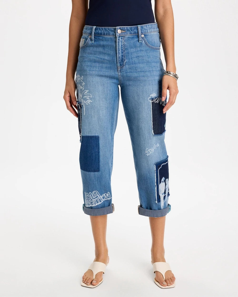 Chico's Sale Underwater Indigo Relaxed Boyfriend Summer Jean