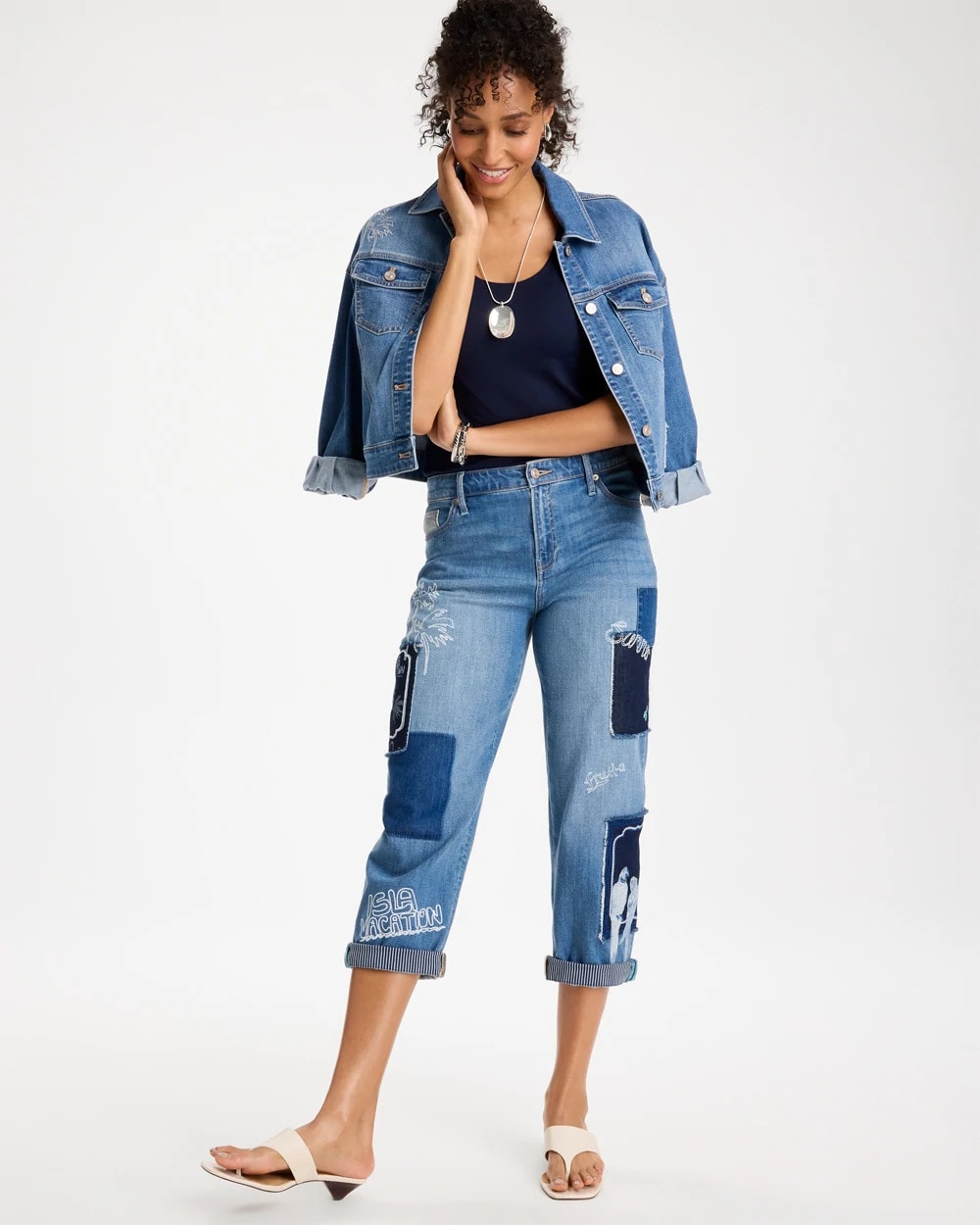 Chico's Sale Underwater Indigo Relaxed Boyfriend Summer Jean