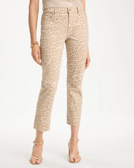 Chico's Online Classic Animal Animal Print Girlfriend Slim Cropped Jeans