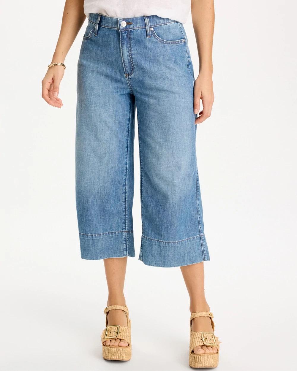 Chico's Discount Burano Indigo Lightweight Wide-Leg Capri Jeans