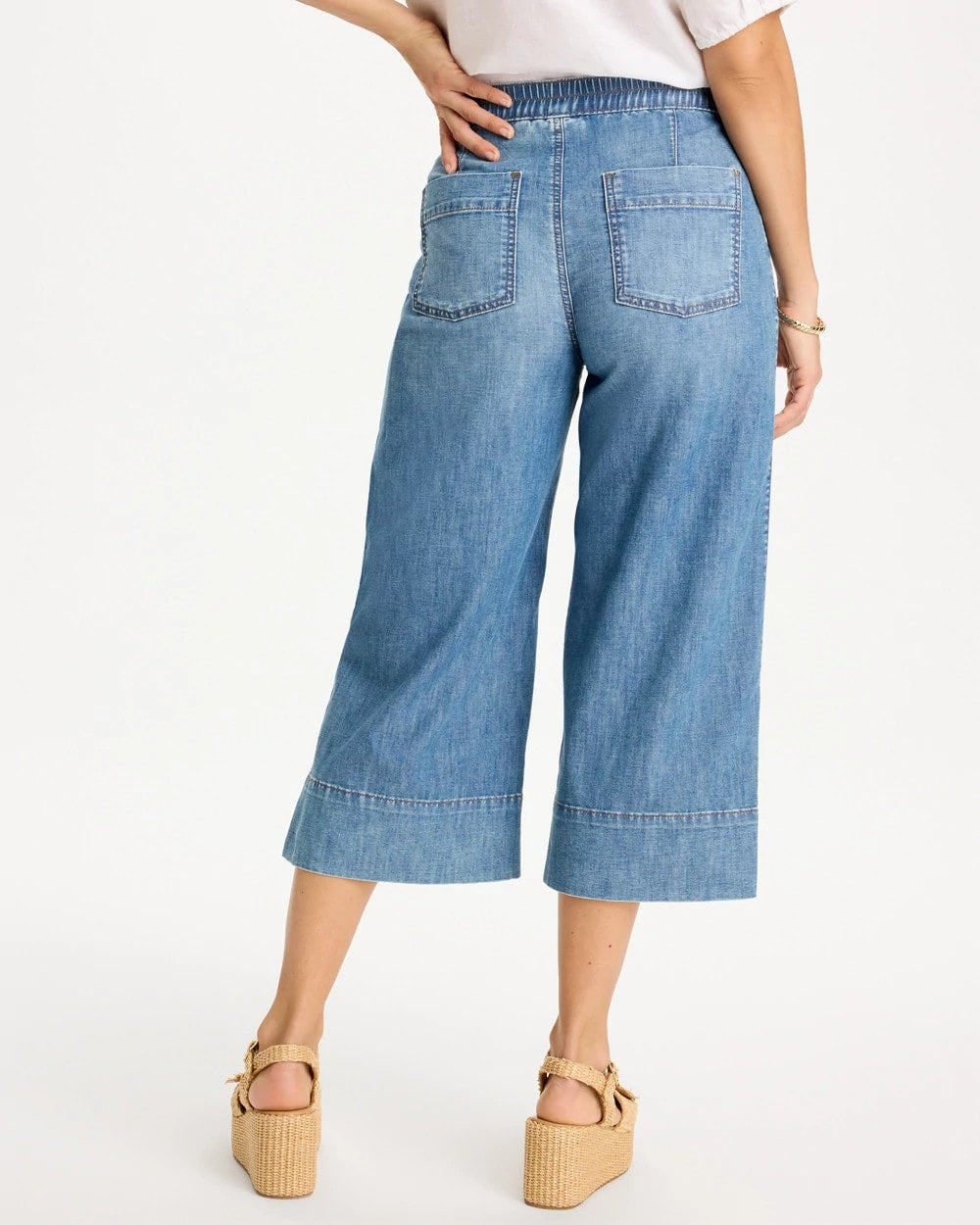 Chico's Discount Burano Indigo Lightweight Wide-Leg Capri Jeans