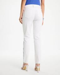 Chico's Outlet Alabaster Embroidered Girlfriend Slim Ankle Jeans