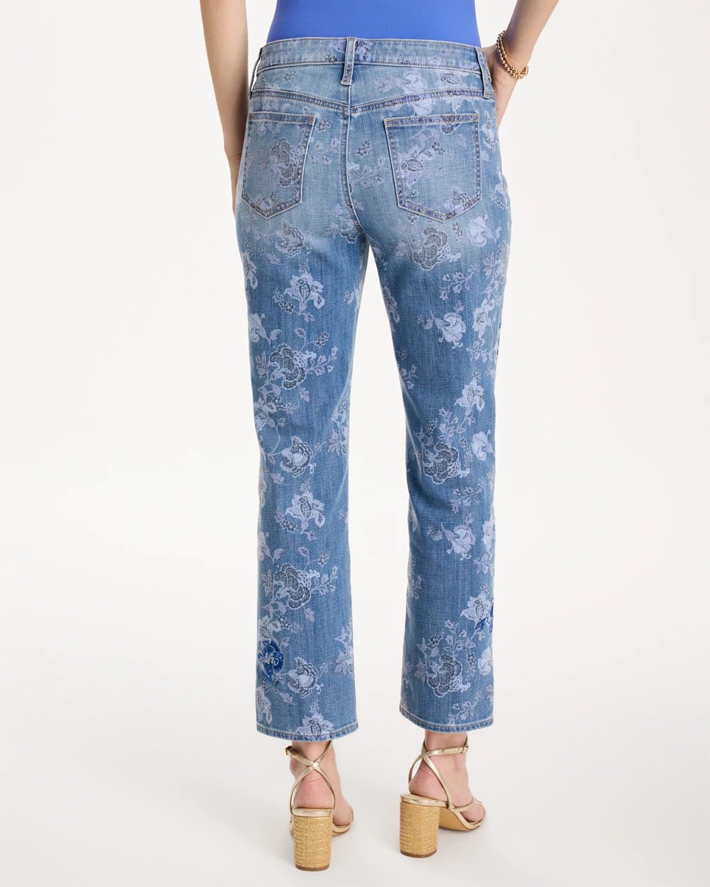 Chico's For Sale Underwater Indigo Embellished Girlfriend Crop Jean