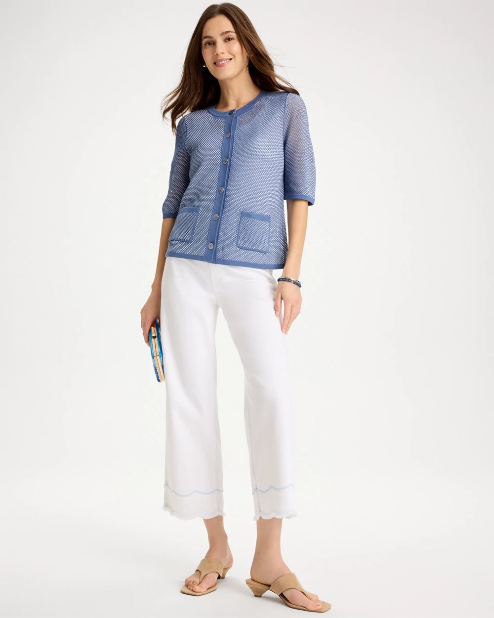 Chico's Discount Alabaster Pull-On Wide-Leg White Crop Jeans