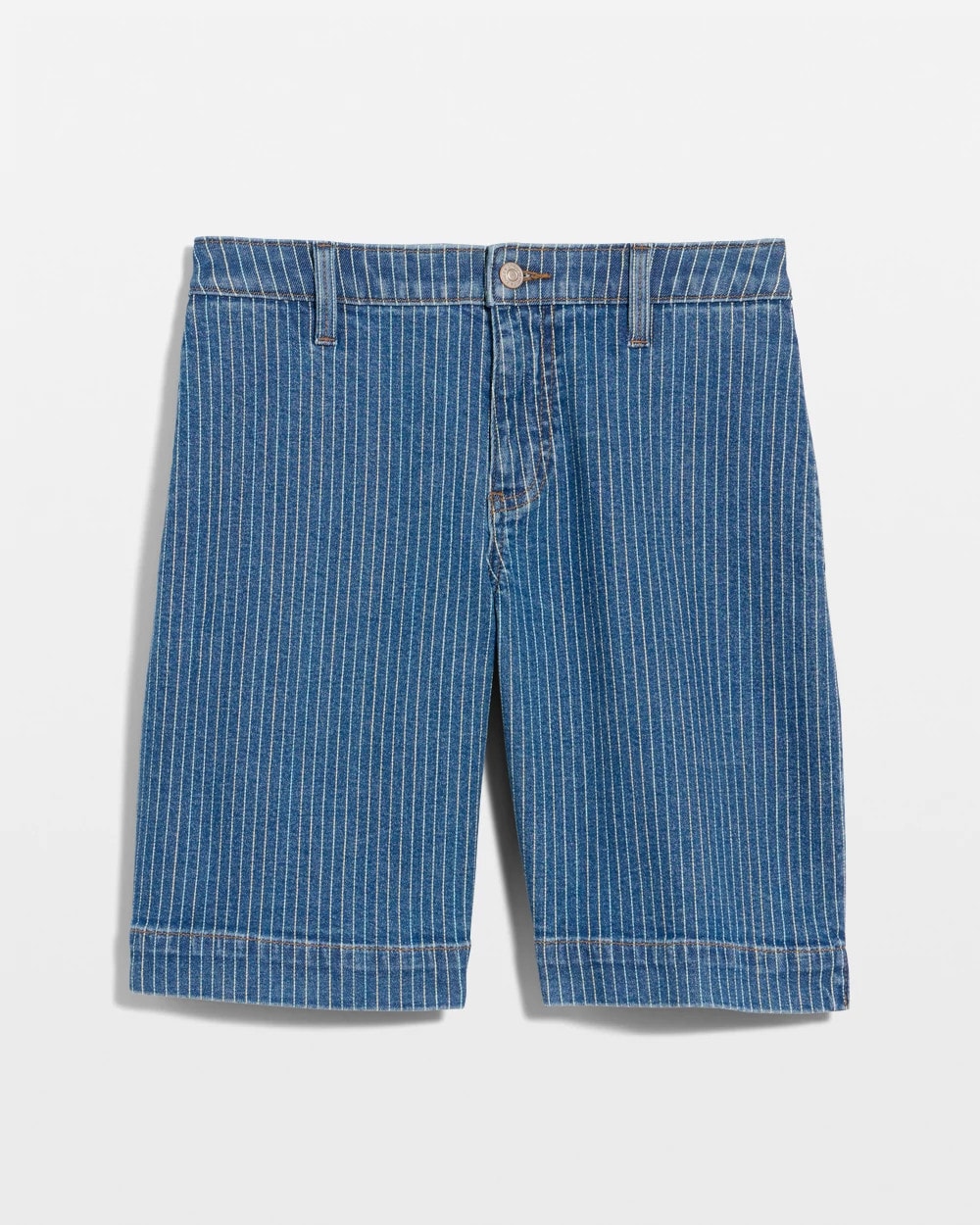 Chico's On Sale Indigo Striped Denim Trouser Shorts