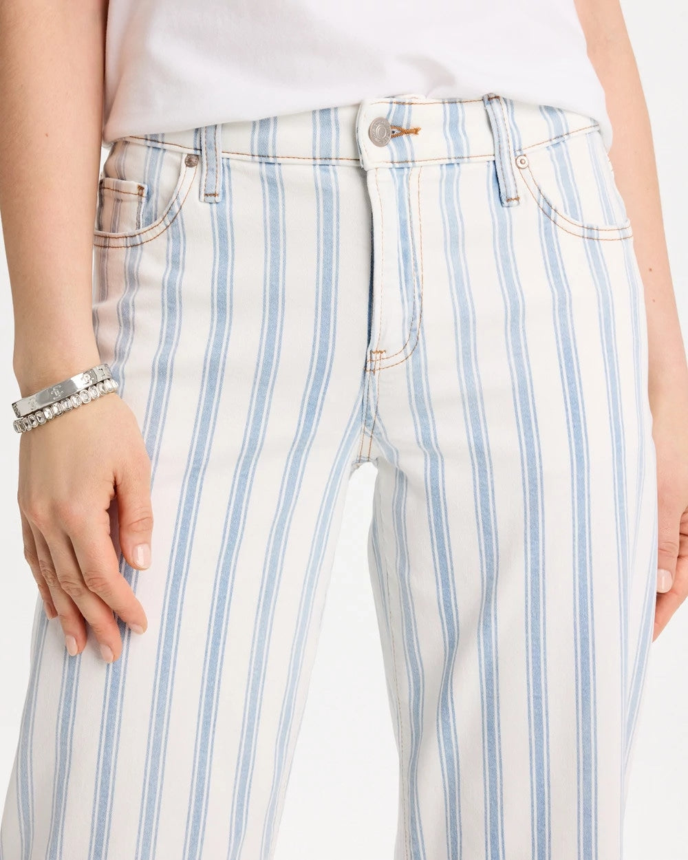 Chico's Discount Bungalow Indigo Stripe Striped Relaxed Boyfriend Jean