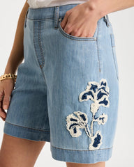 Chico's Sale Graciela Indigo Embellished Lightweight Jean Shorts