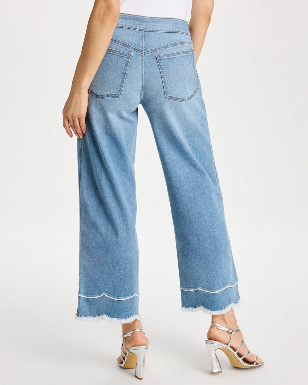 Chico's On Sale Blue Jay Indigo Scallop Pull-On Wide-Leg Crop Jeans