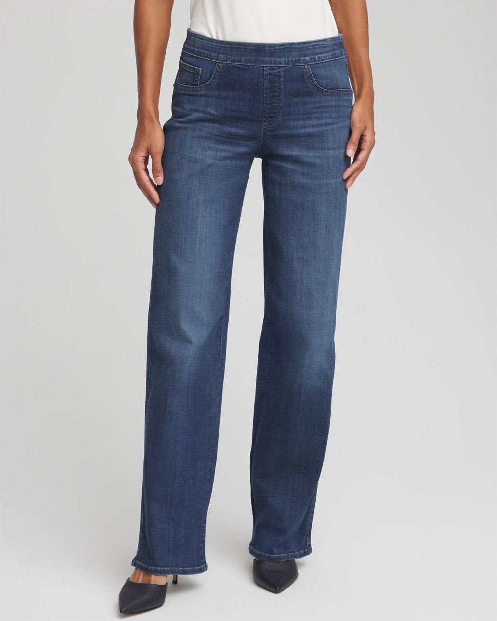 Chico's Discount Aleah Indigo Pull On Wide Jean