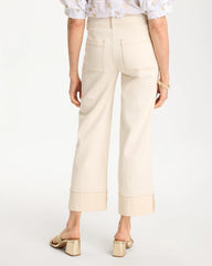 Chico's Discount Neutral Pintuck Cuffed Cropped Jeans