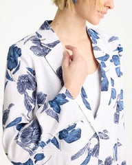 Chico's Online Alabaster Linen Printed Piped Boyfriend Blazer