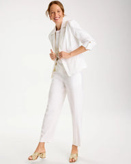 Chico's Discount Alabaster Linen Roll Sleeve Blazer