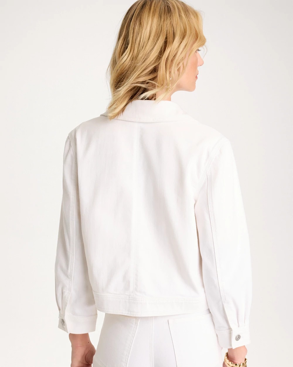 Chico's Outlet Alabaster Cropped Denim Trucker Jacket